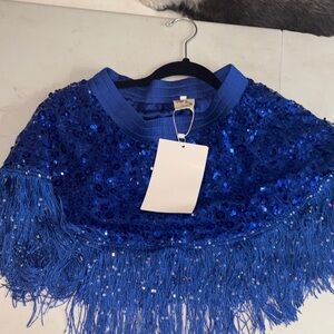 #20 Blue Sequin Fringe skirt